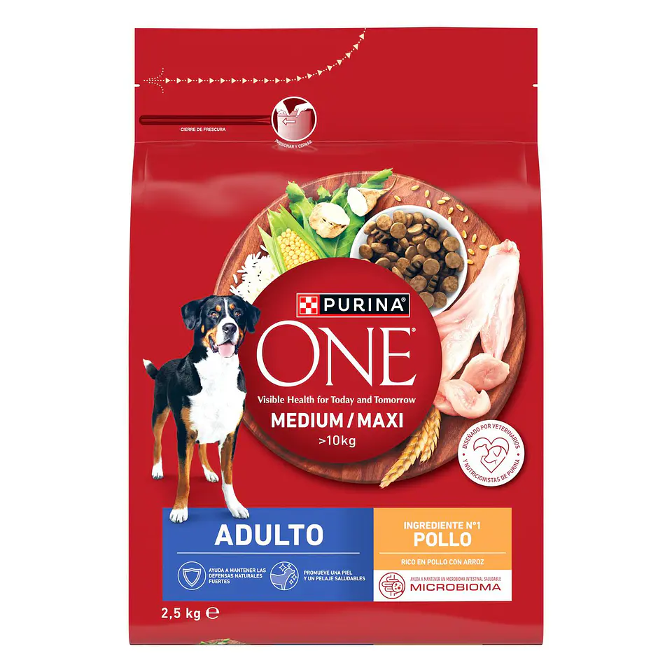 Pienso de pollo microbioma intestinal equilibrado para perro adulto Purina One 2