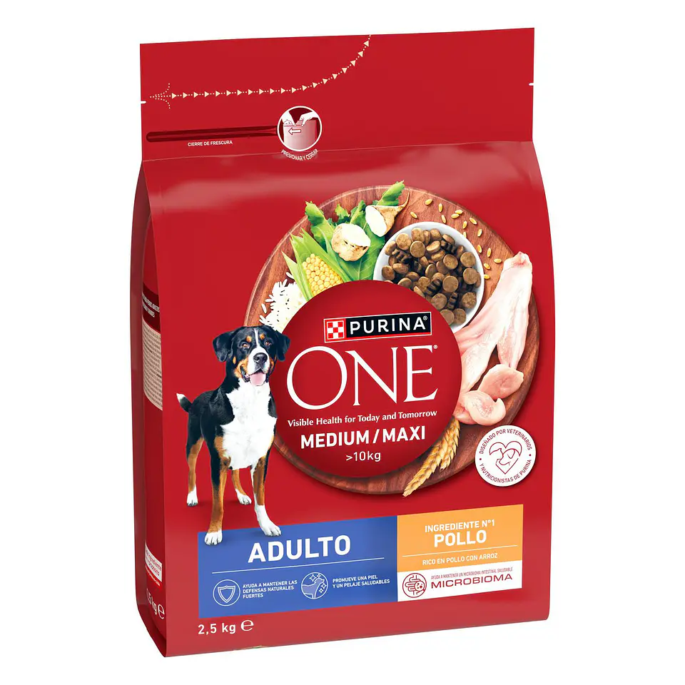 Pienso de pollo microbioma intestinal equilibrado para perro adulto Purina One 1