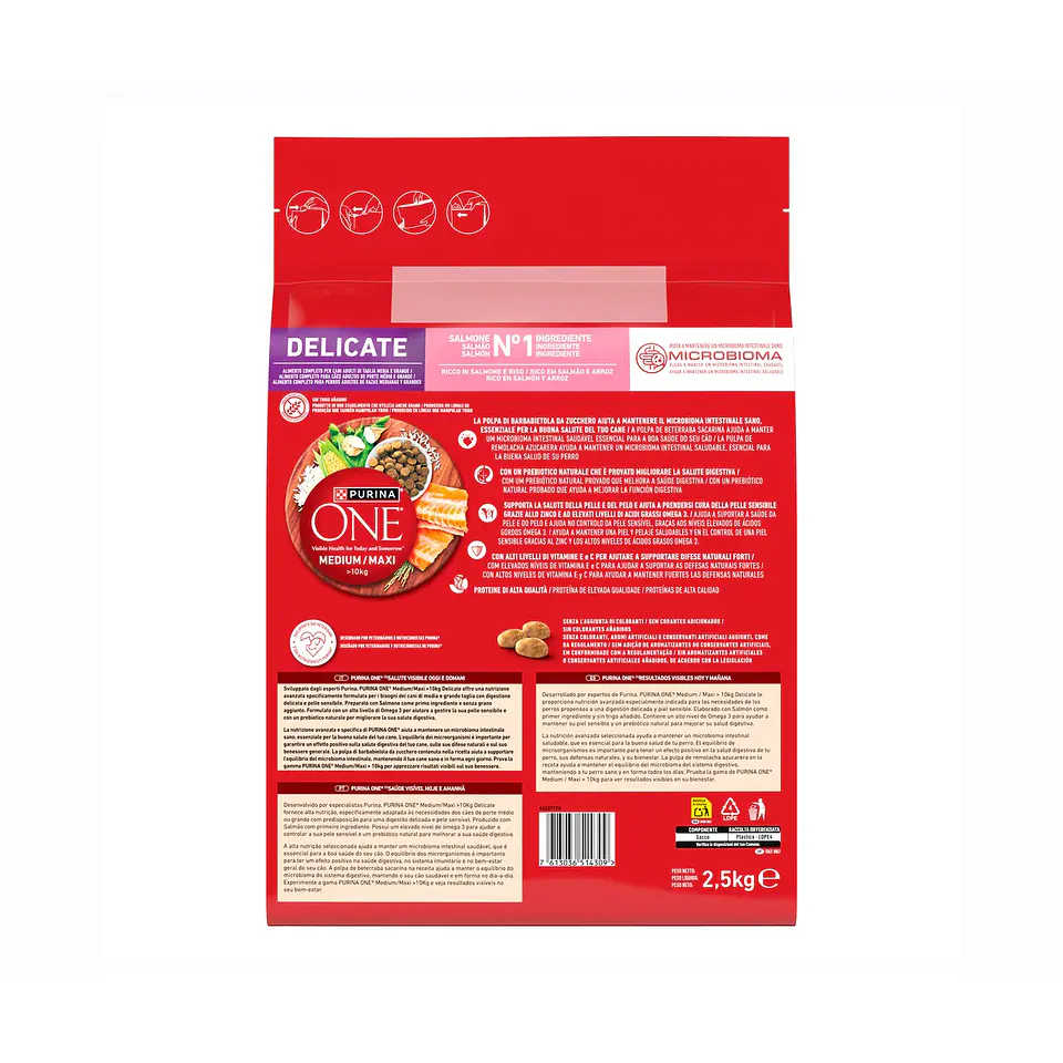 PURINA ONE Alimentación de perro medium-maxi junior salmón y arroz 2,5 kg. 2