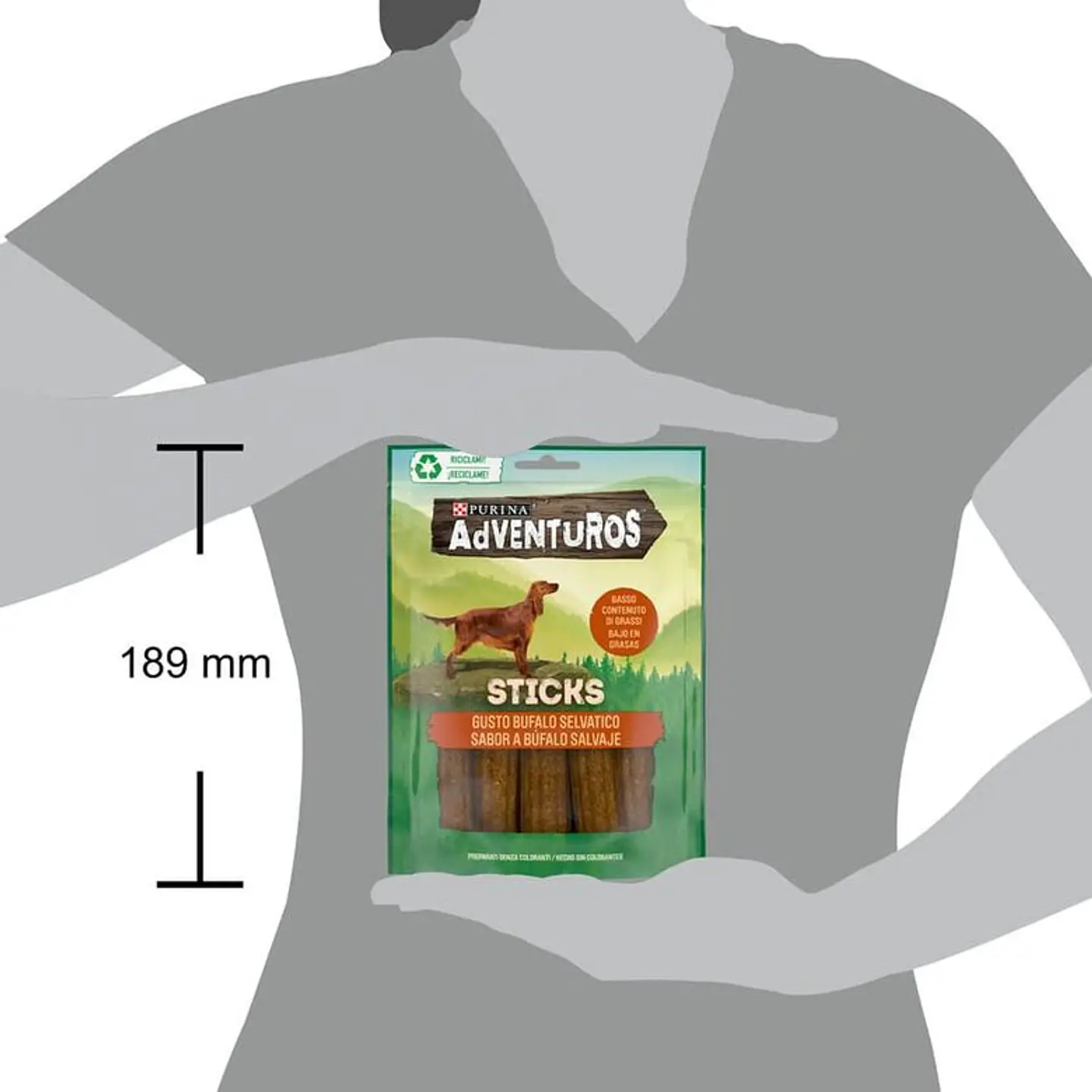 Snack para perros sabor búfalo Purina Adventuros Sticks 8