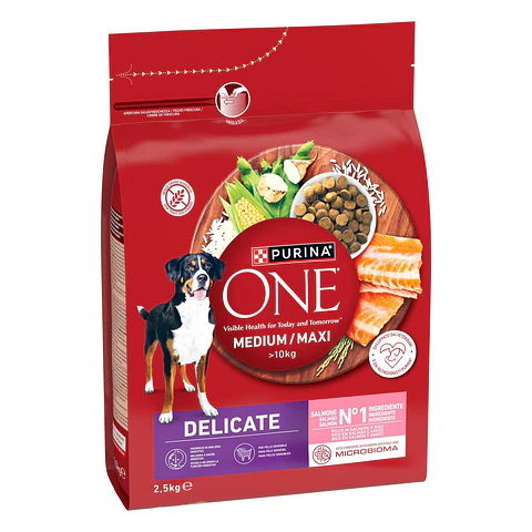 PURINA ONE Alimentación de perro medium-maxi junior salmón y arroz 2,5 kg.
