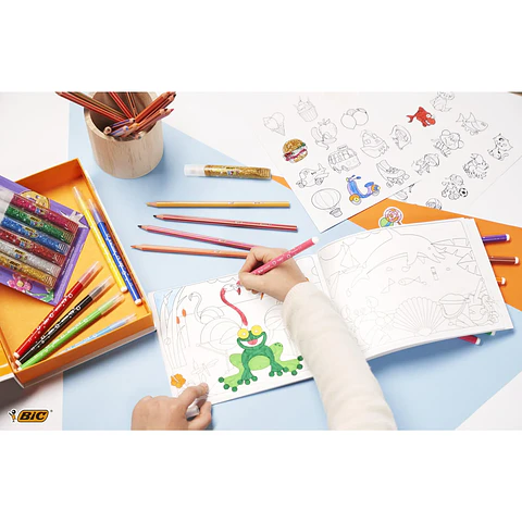 Estuche Bic Kids con Rotuladores de Colores 24 uds + Lápices de Colores 24 uds + Plastidecor 12 uds