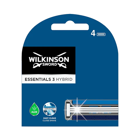 WILKINSON Essentials 3 hybrid Recambio de cuchillas de 3 hojas para maquinillas de afeitar
