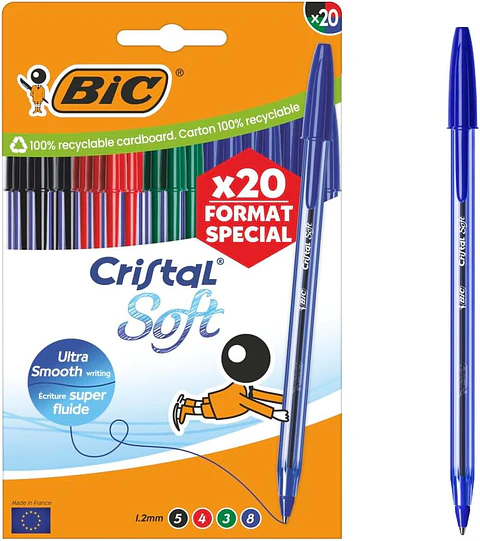 BIC Cristal Soft Bolígrafos de Punta Media