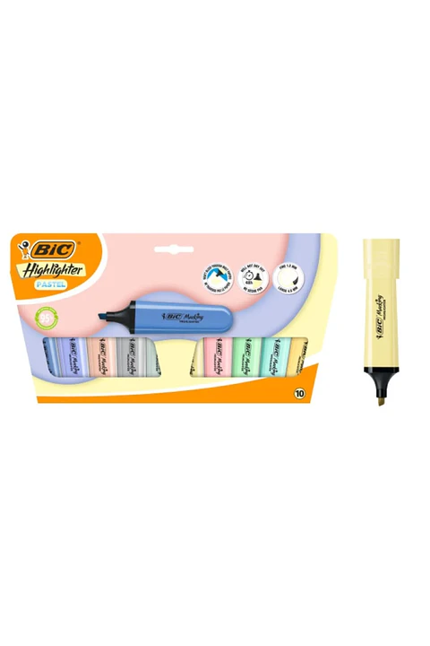 Pack de 10 Marcadores Fluorescente Flat Pastel BIC
