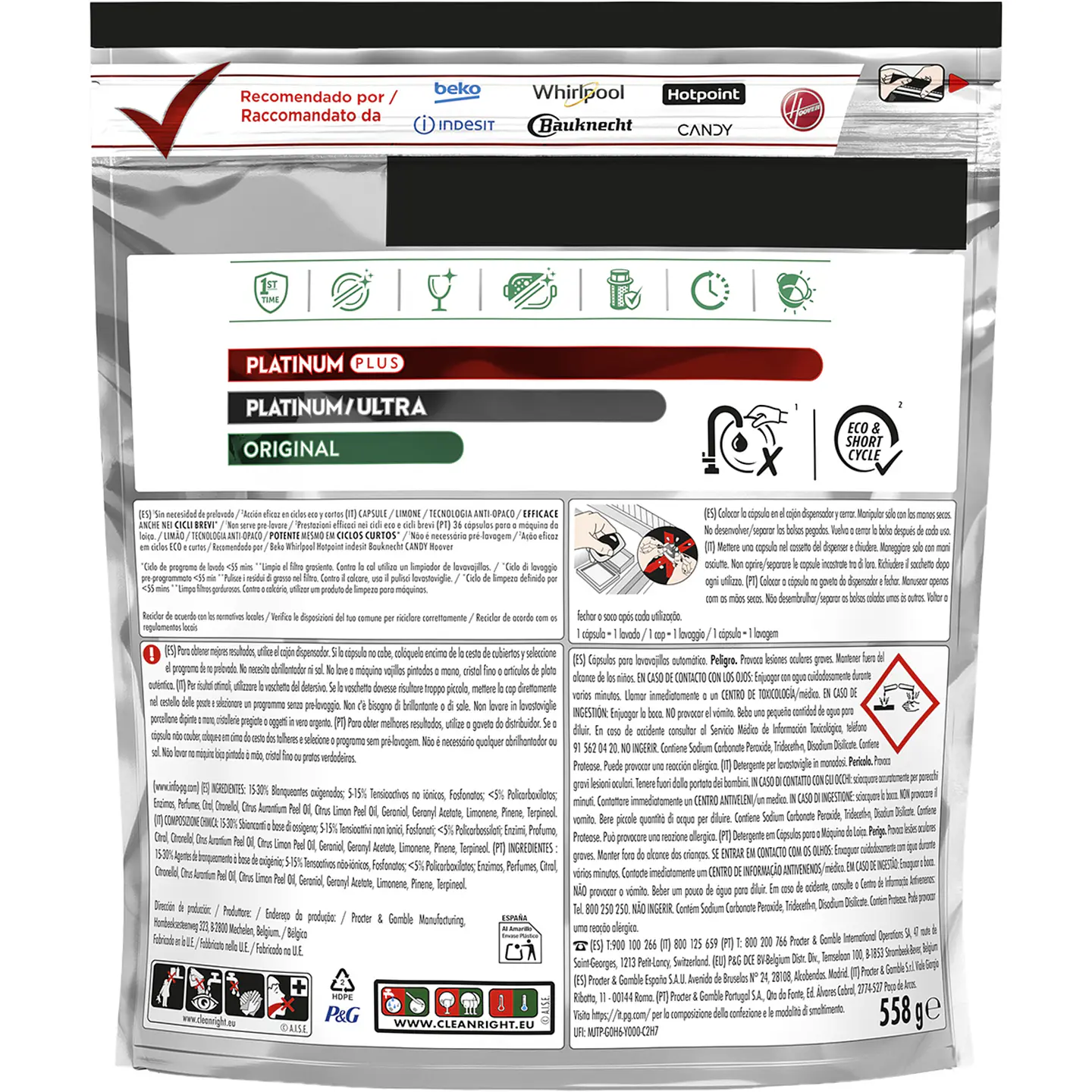 Detergente lavavajillas Platinum Plus Limón 2