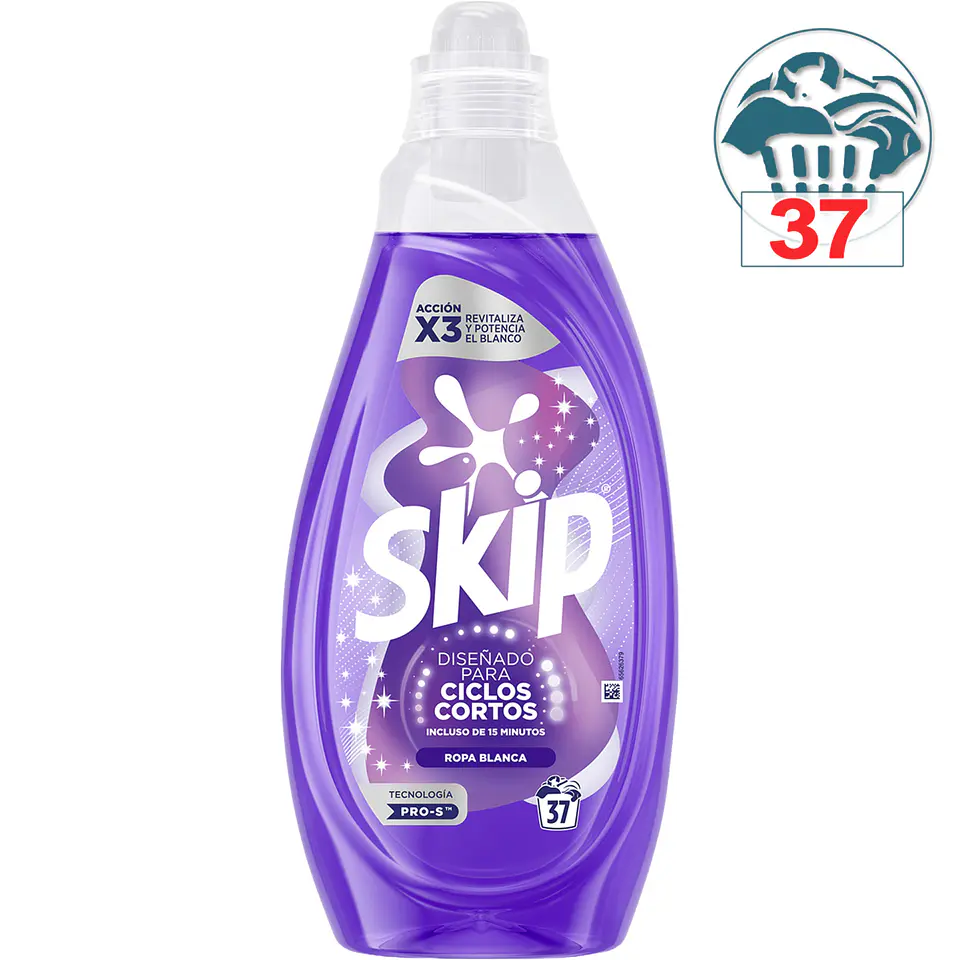 Detergente máquina líquido para ciclos cortos Ropa Blanca 1