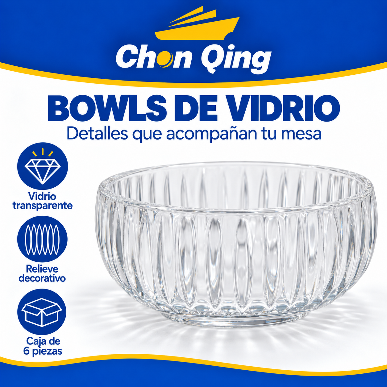 Bowls De Vidrio 6 Piezas 9