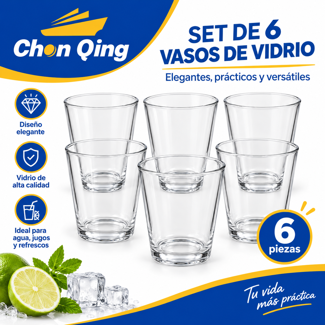 Set De Vaso De Vidrio X6 PZS 3