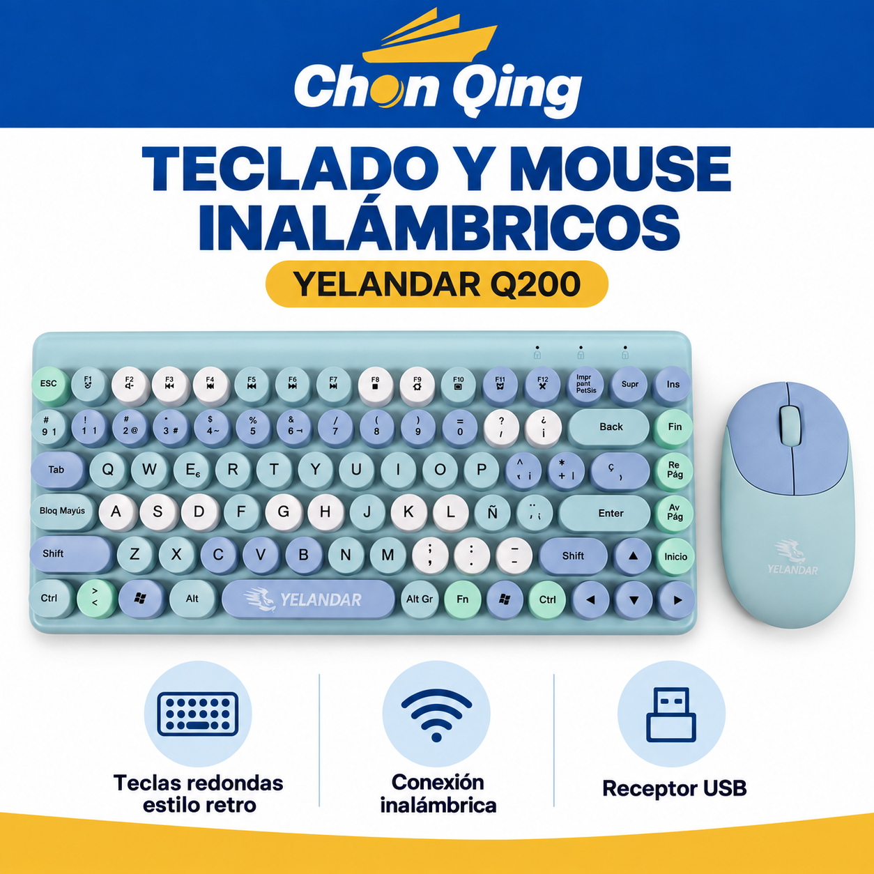 Teclado Mécanico Inalámbrico + Mouse Inalámbrico 3