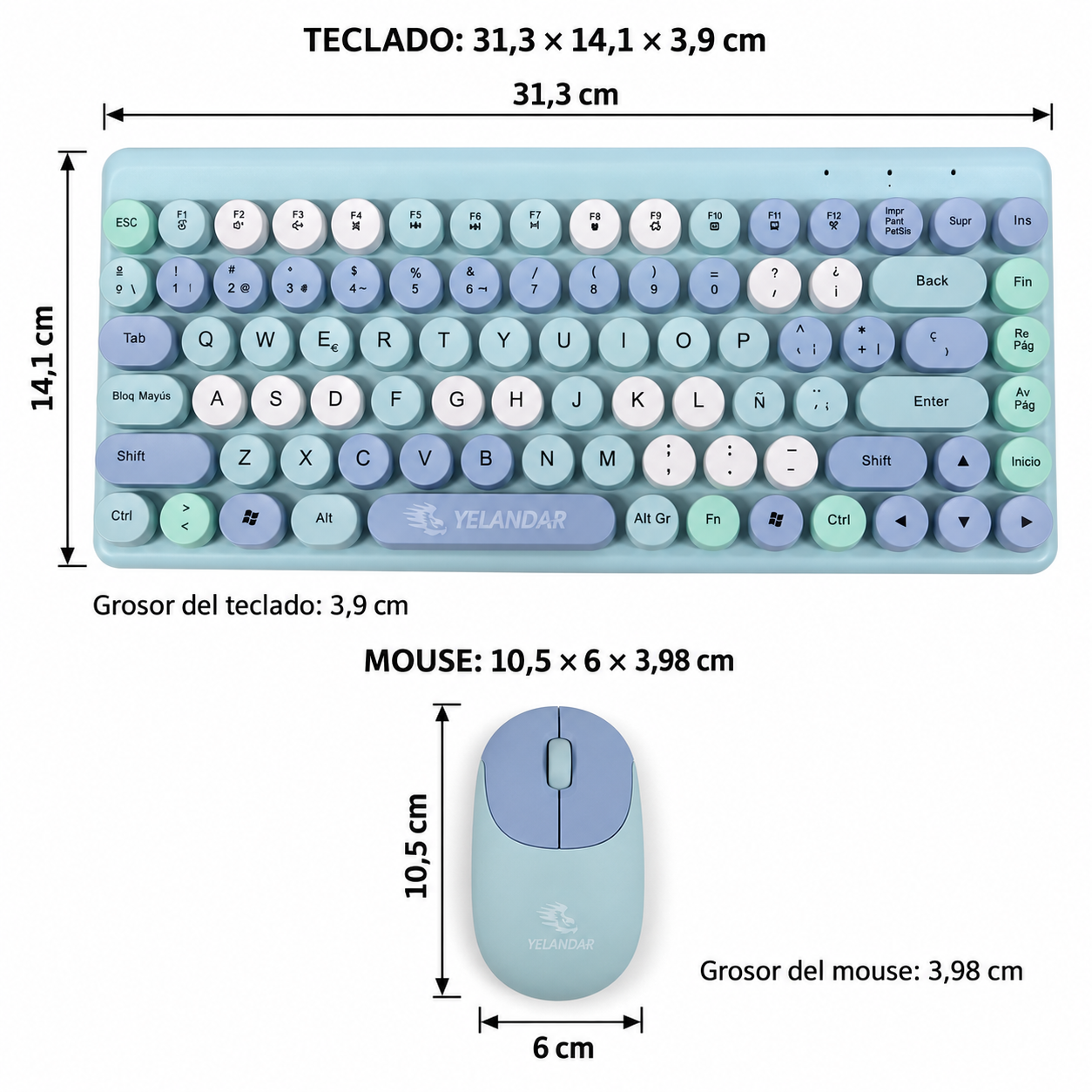 Teclado Mécanico Inalámbrico + Mouse Inalámbrico 4
