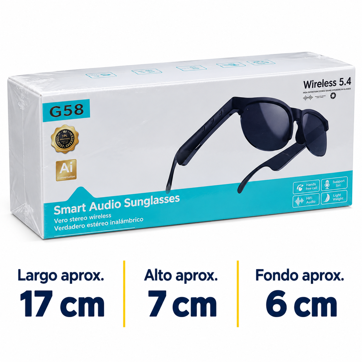 Gafas De Audio Bluetooth Con Micrófono Negro COD G58 3