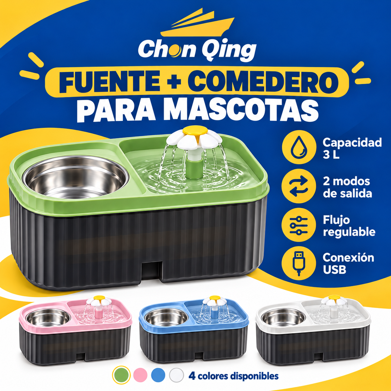 Fuente + Comedero Para Mascotas 4