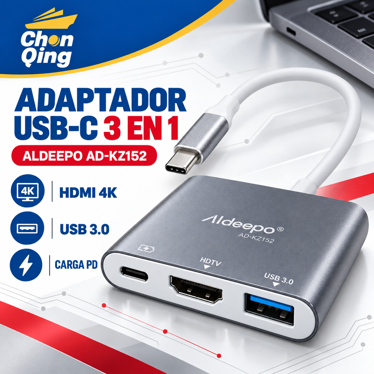 Adaptador Tipo-C De 3 Entradas 3