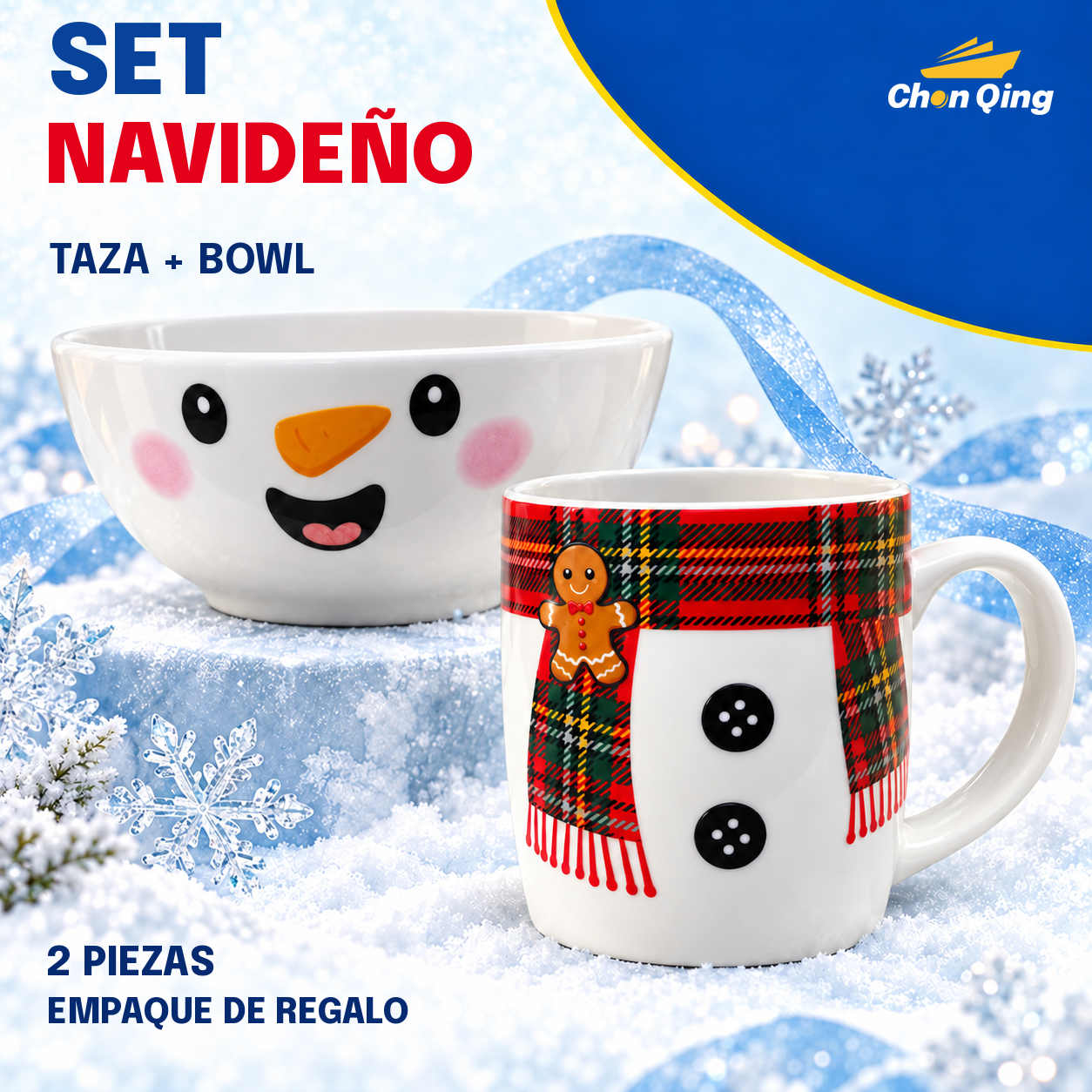 SET NAVIDEÑO TAZA + BOWL 4
