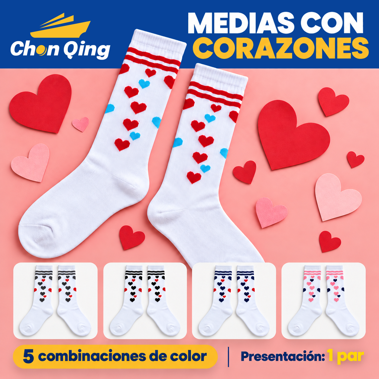 Medias Largas Con Corazones 3