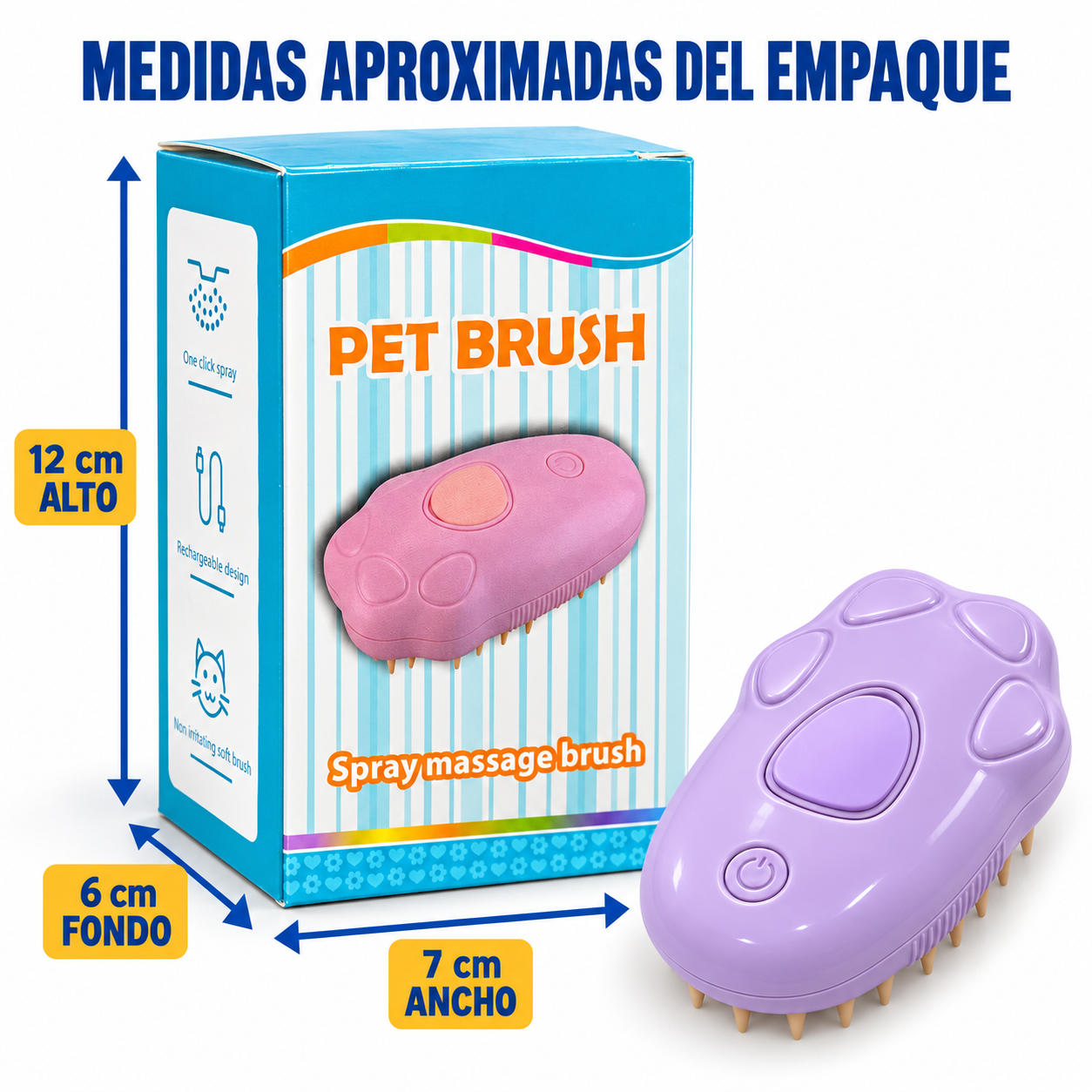 Cepillo Mascotas Con Función De Spray 4
