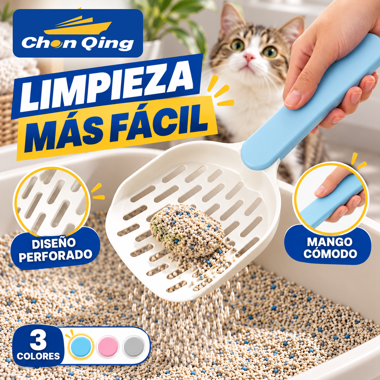 Pala Para Arenero De Mascotas Bicolor 3