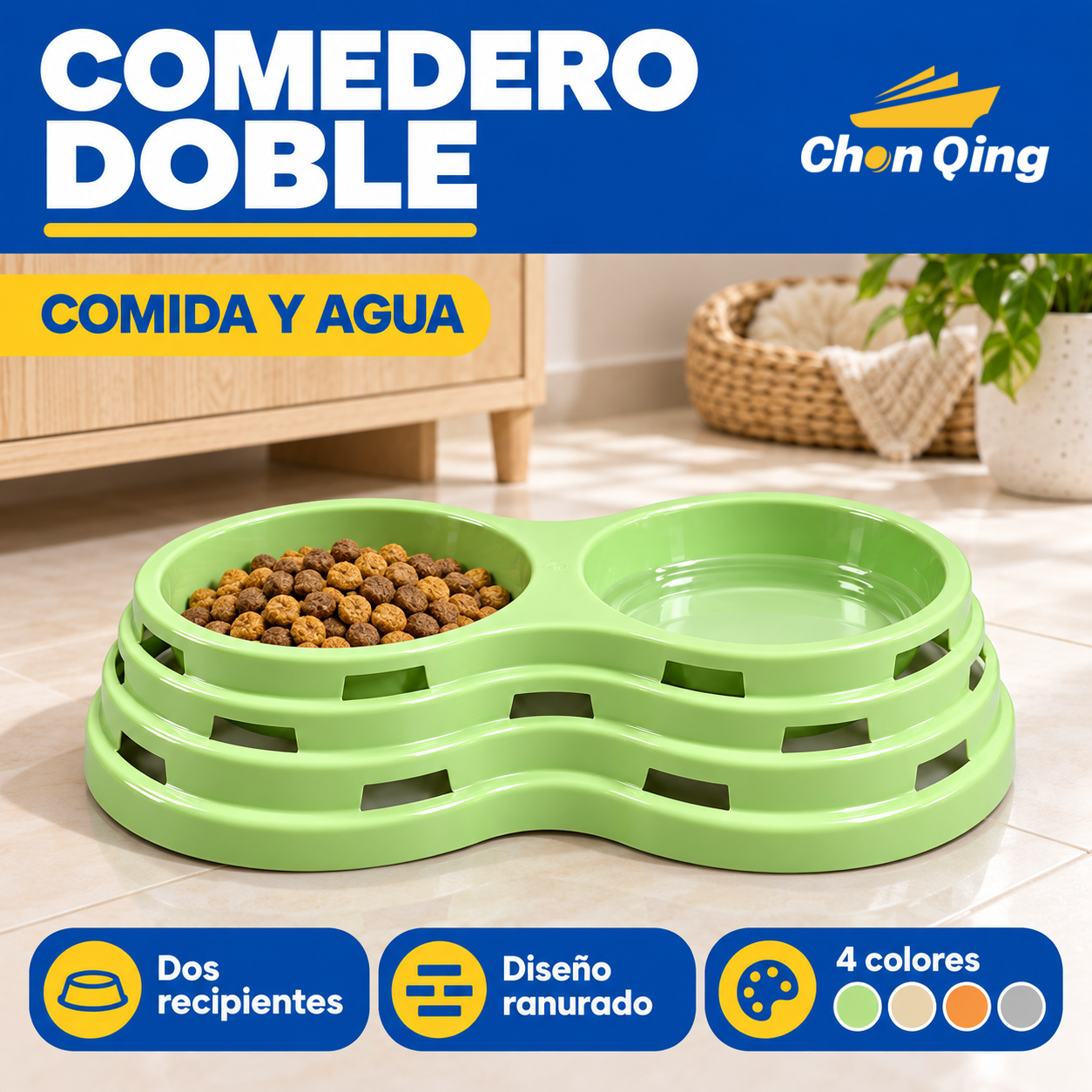 plato doble de plástico para mascotas 8