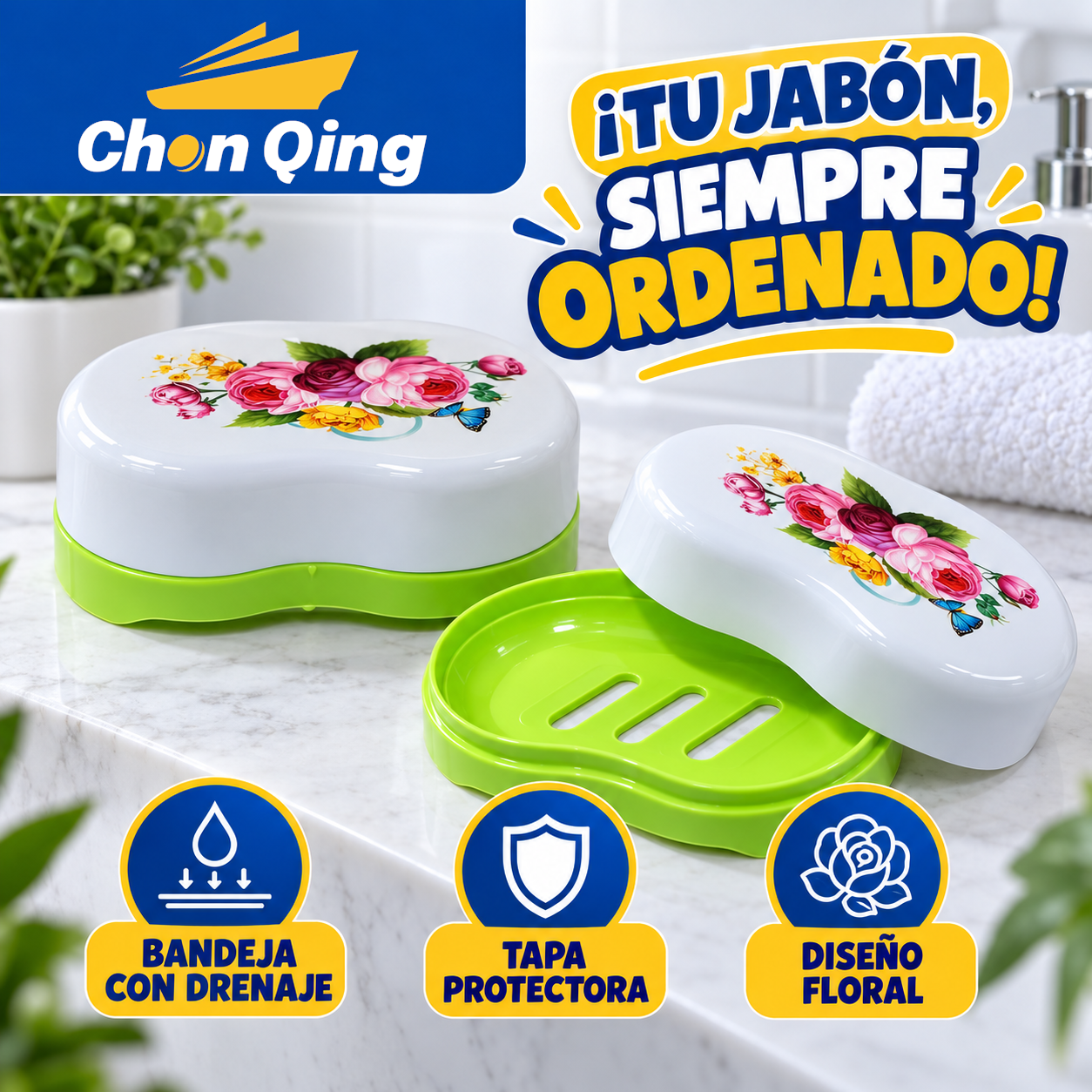 Jabonera Con Diseño Floral 3