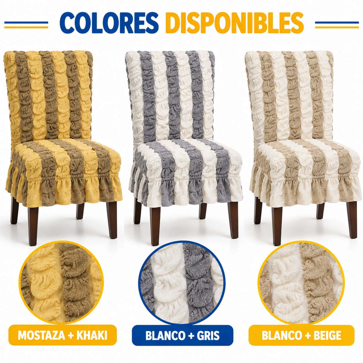 Forros Elásticos Para Sillas Rayados Bicolor 1