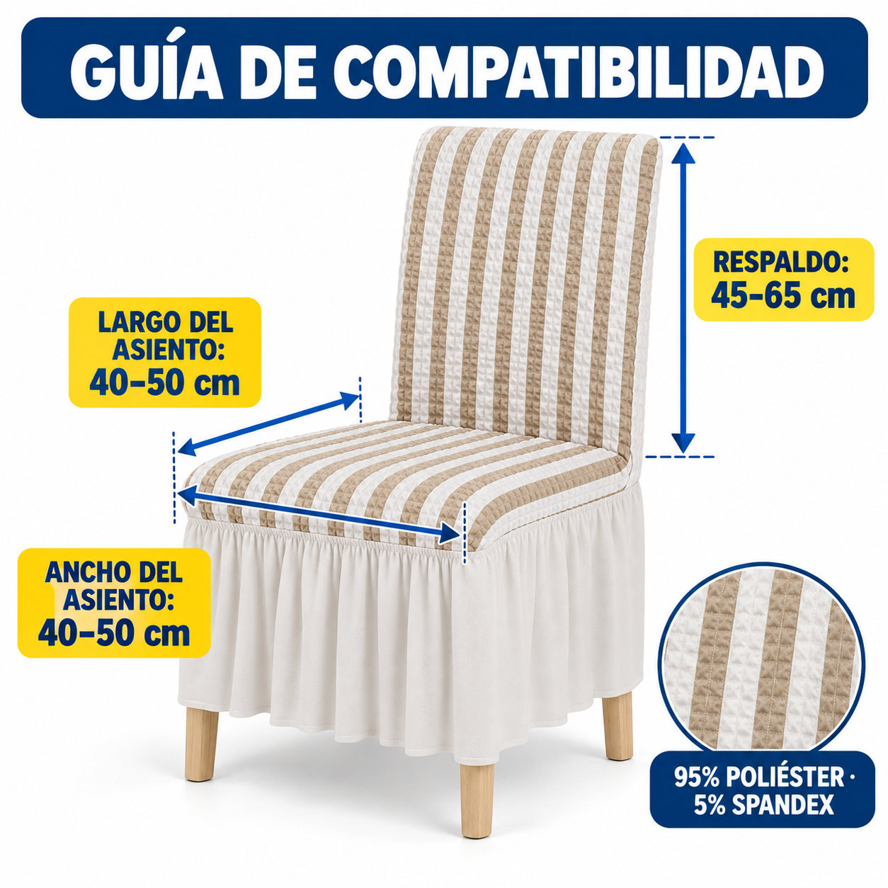 Forros Elásticos Para Sillas Rayados Bicolor 4