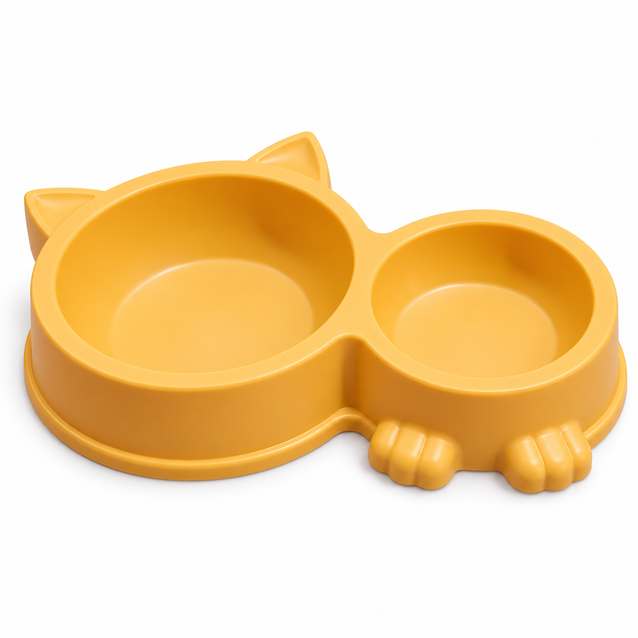 plato comedero doble para gatos con diseño en forma de cabeza y orejas de gato 1