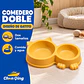 plato comedero doble para gatos con diseño en forma de cabeza y orejas de gato - Miniatura 4