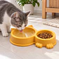 plato comedero doble para gatos con diseño en forma de cabeza y orejas de gato - Miniatura 3