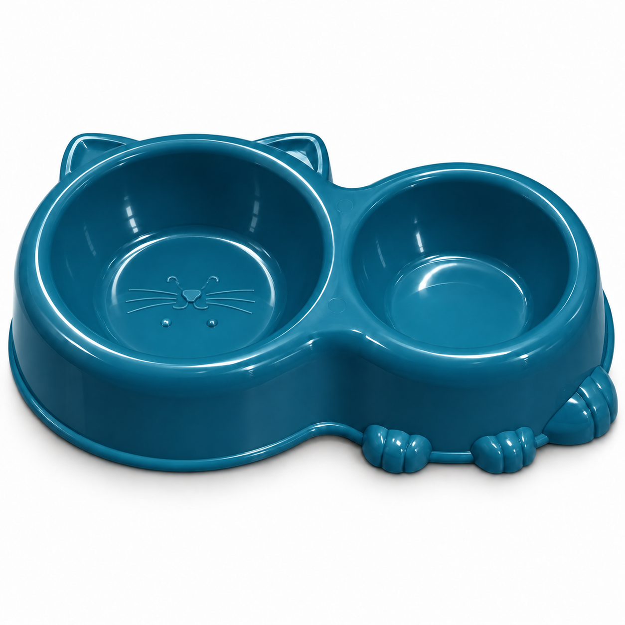 comedero doble para mascotas con forma de gato 2