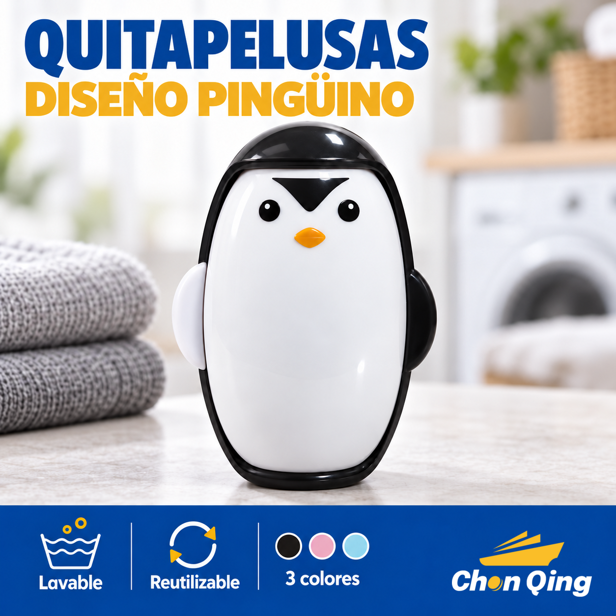 Quita Pelusas Reutilizable Con Forma De Pingüino 9