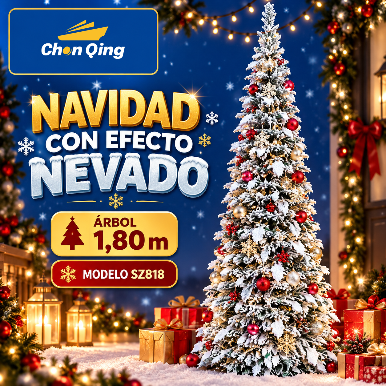 Árbol Navideño Nevado 1.80m 3