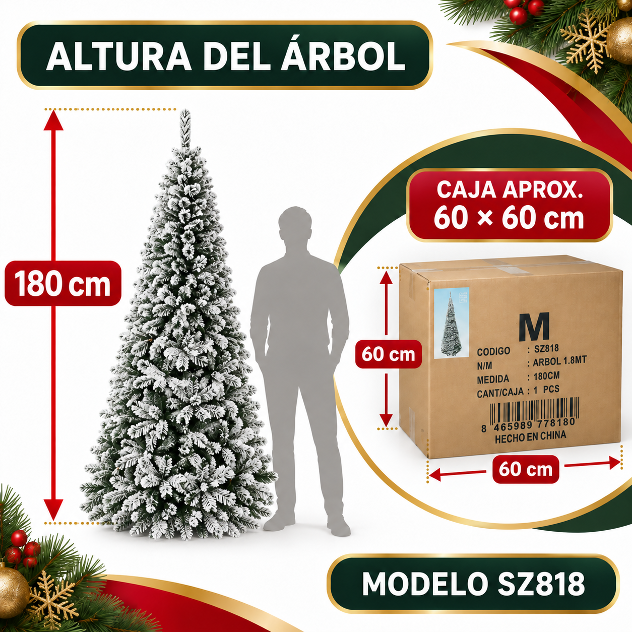 Árbol Navideño Nevado 1.80m 4