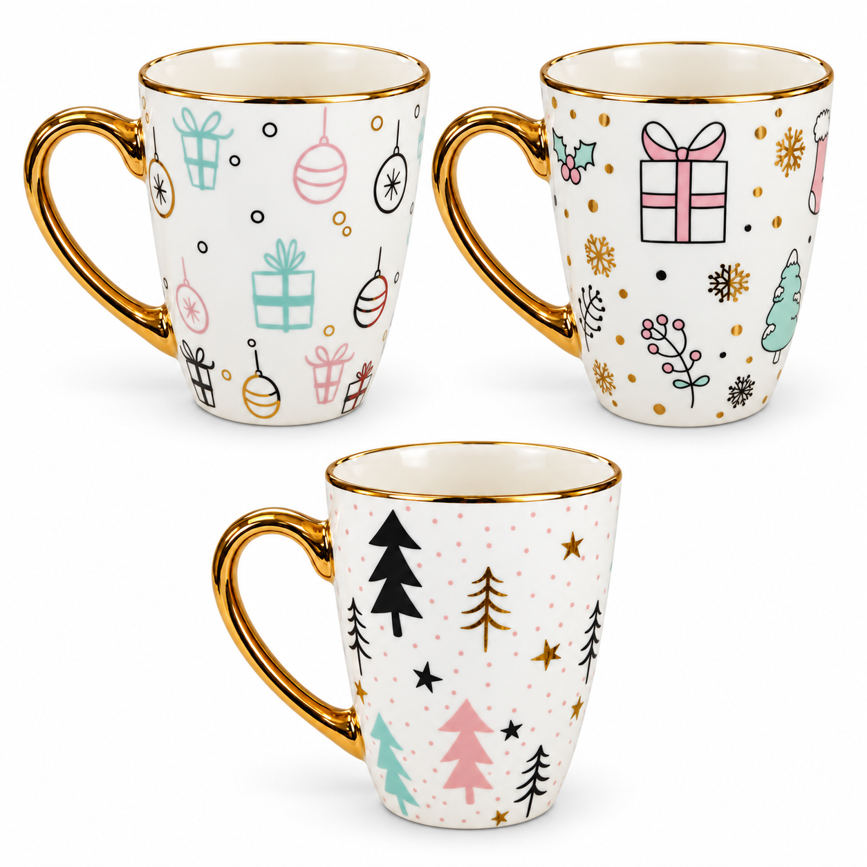 TAZA NAVIDEÑA FILO DORADO LOZA 1