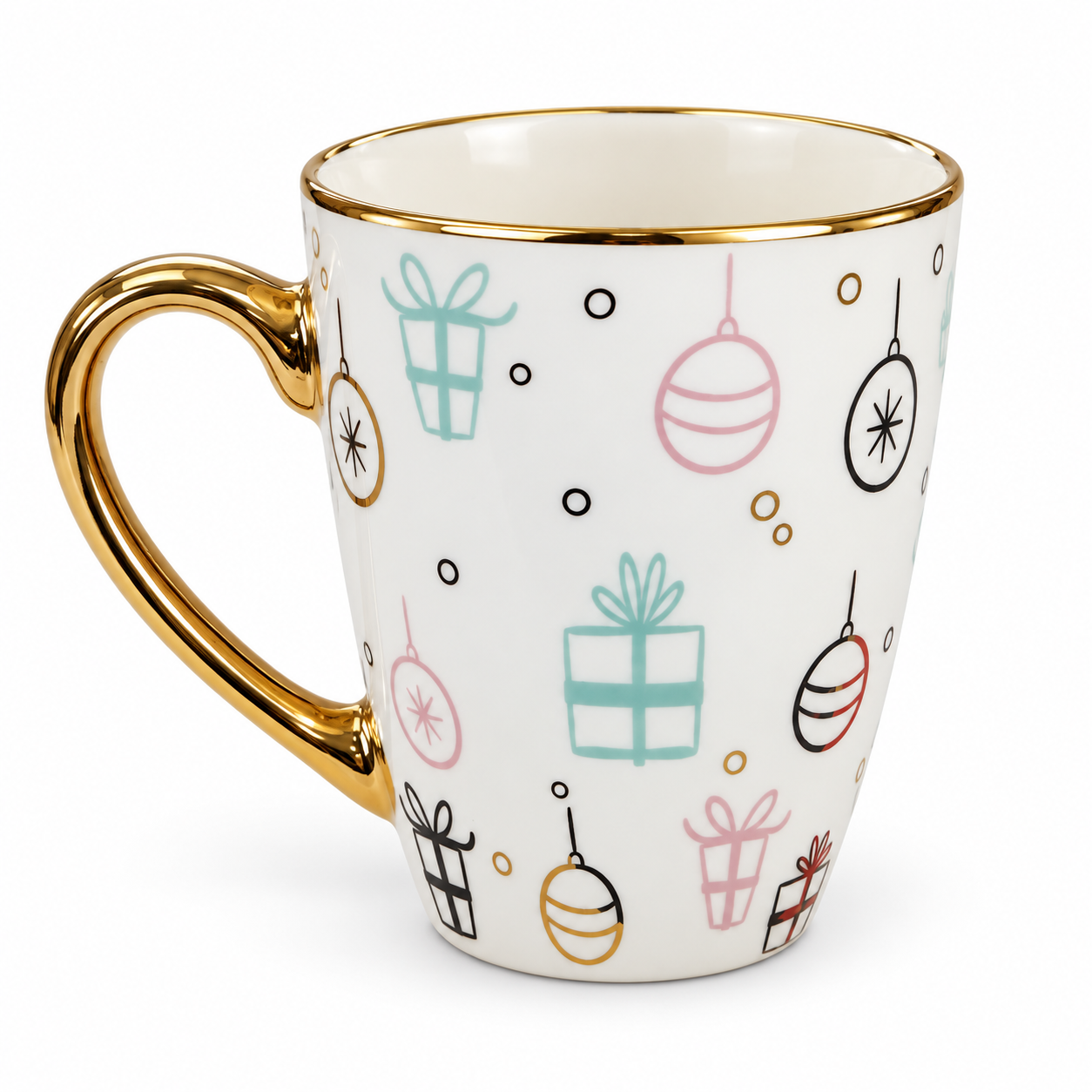 TAZA NAVIDEÑA FILO DORADO LOZA 2