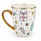 TAZA NAVIDEÑA FILO DORADO LOZA - Miniatura 3