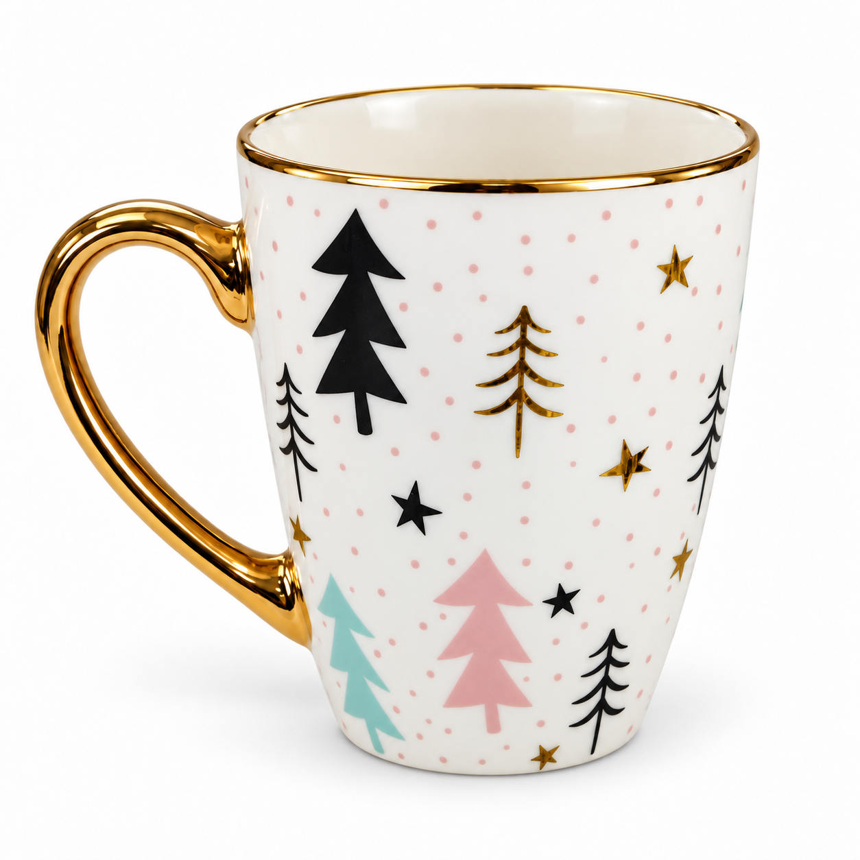 TAZA NAVIDEÑA FILO DORADO LOZA 4