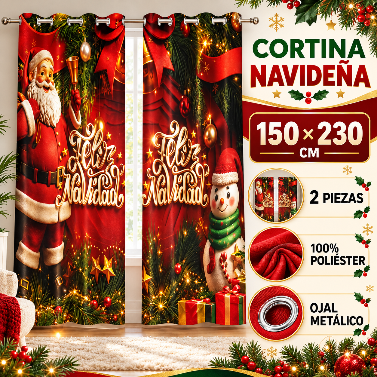Cortina Navideña 2PZS 4