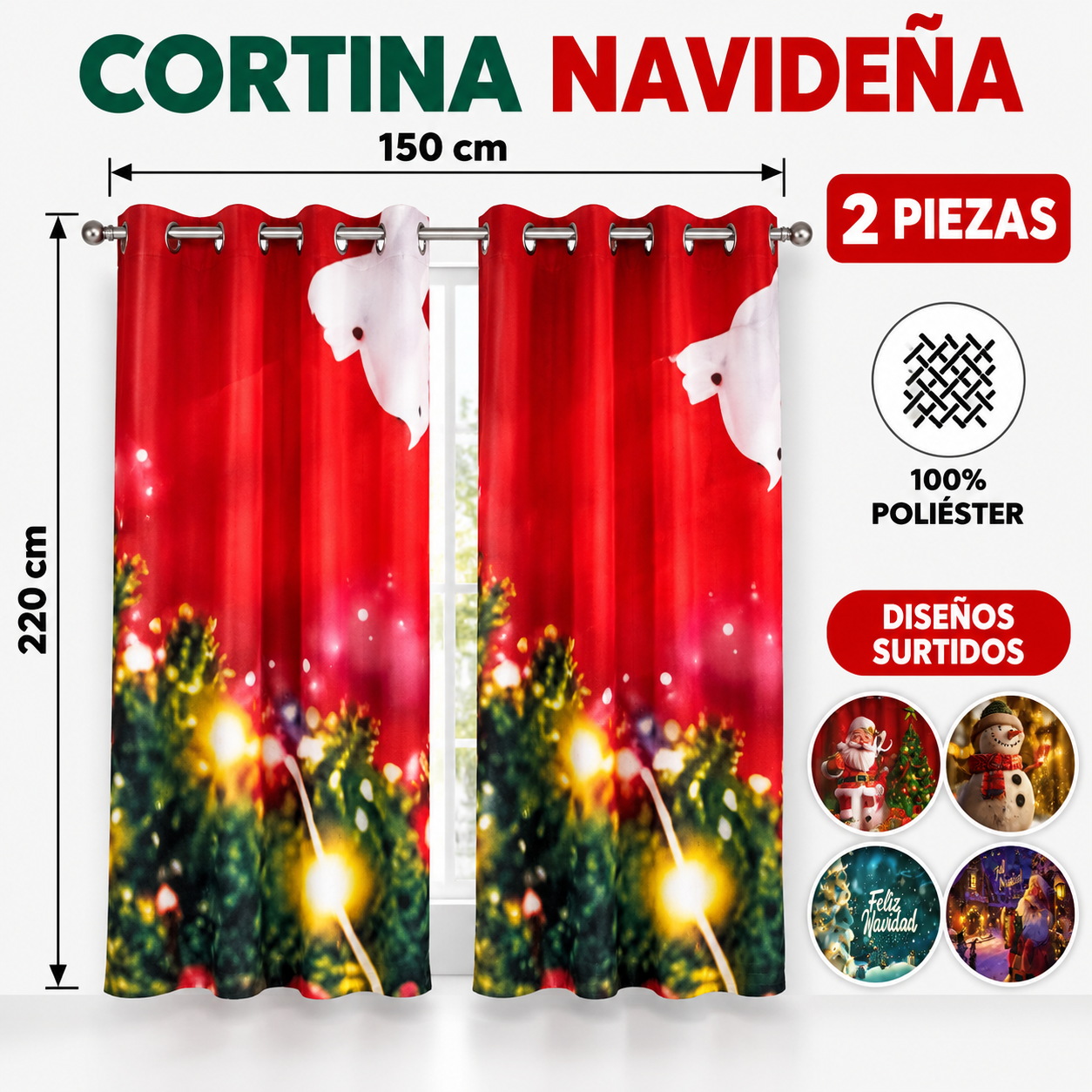 Cortina Navideña 2PZS 4