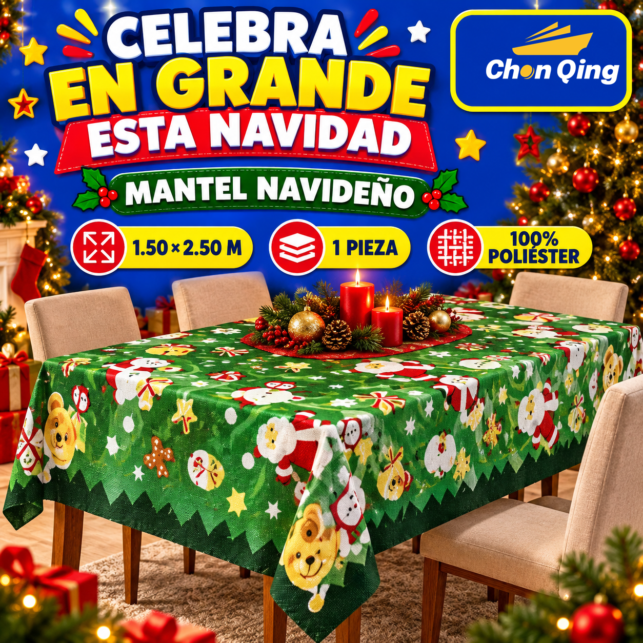 Mantel Navideño 1.5x2.5 m 3