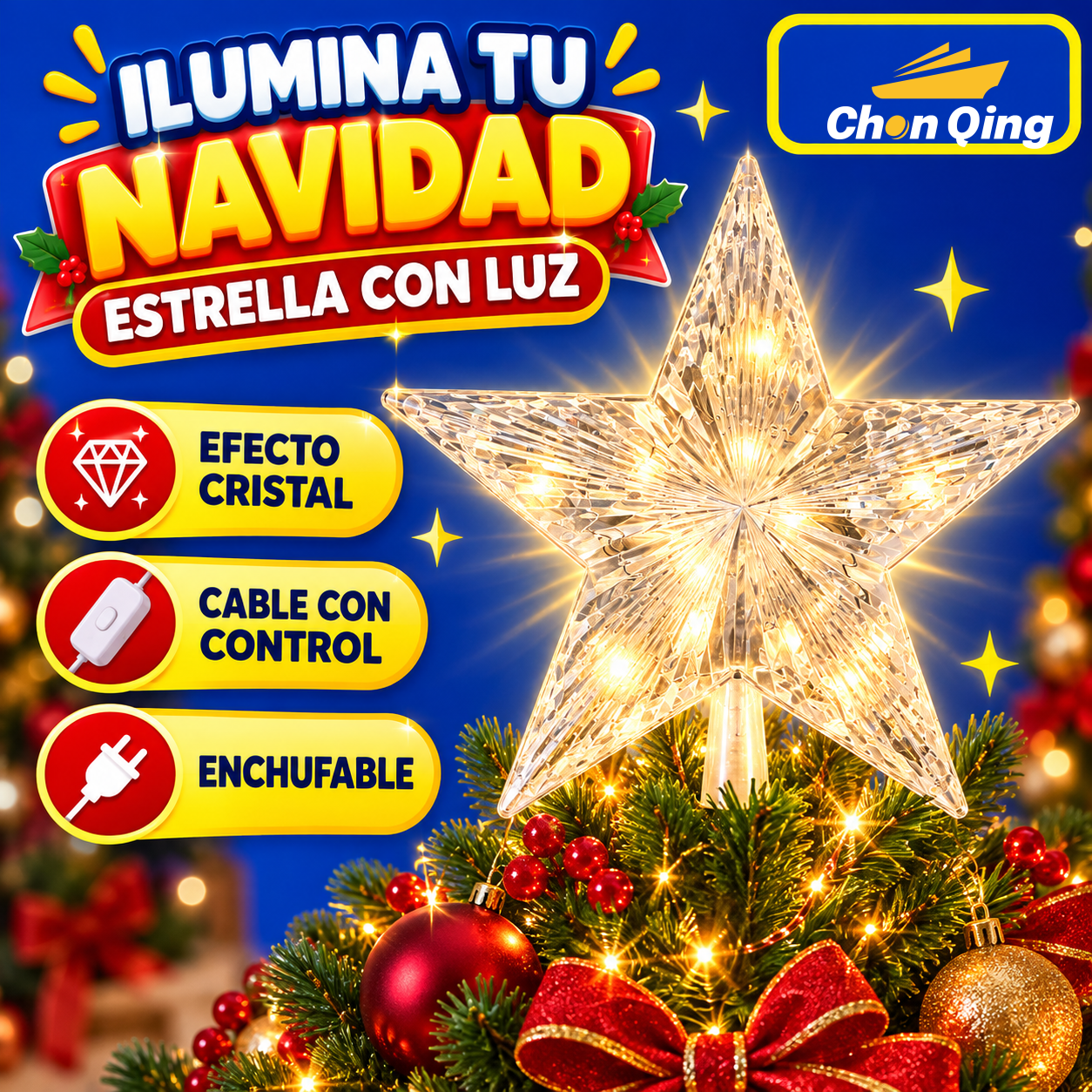 Estrella Navideña Con Luz 3