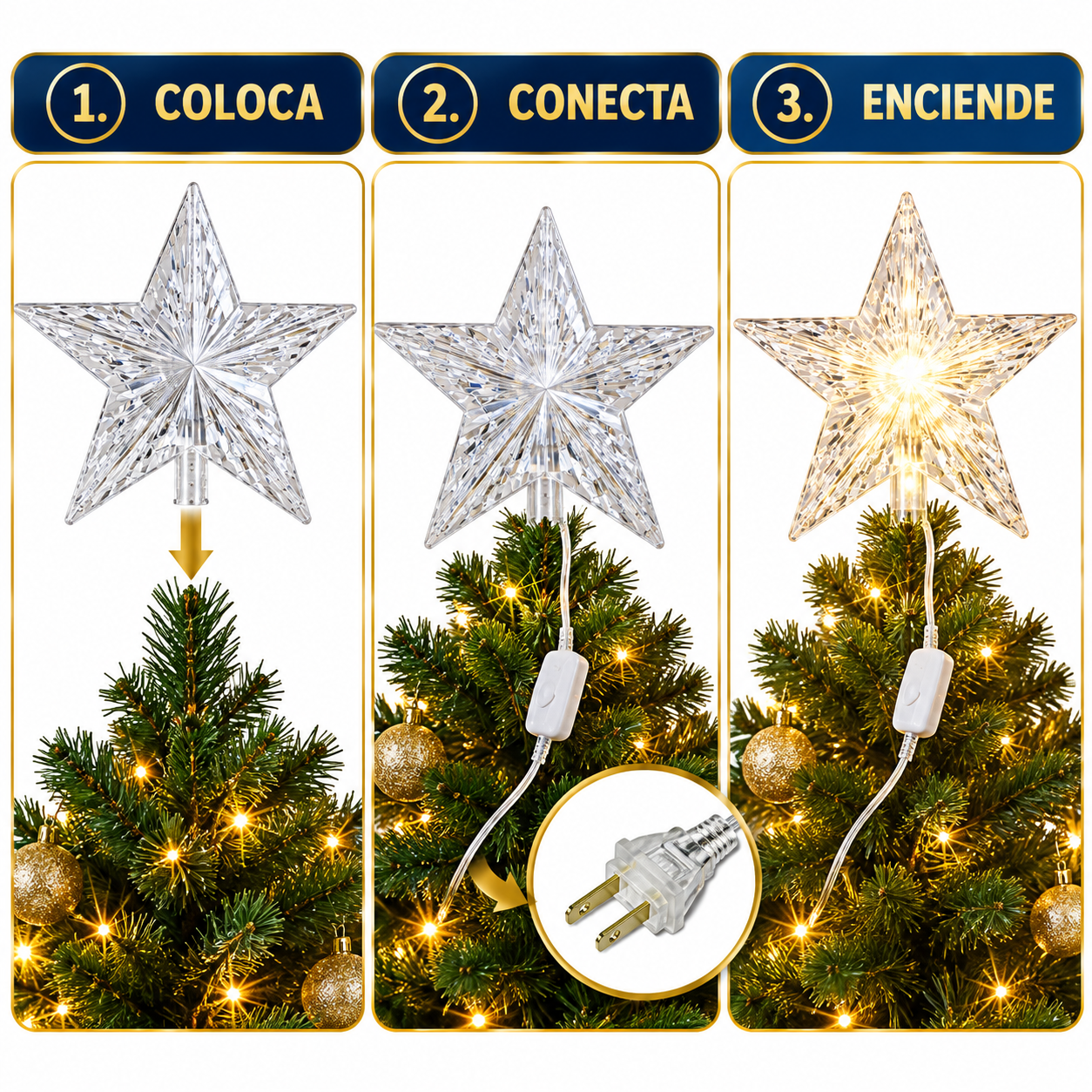 Estrella Navideña Con Luz 6