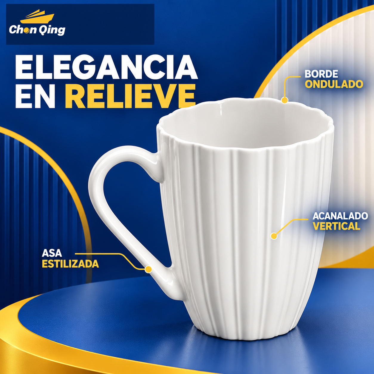 Taza Con Líneas Verticales Y Relieve 3