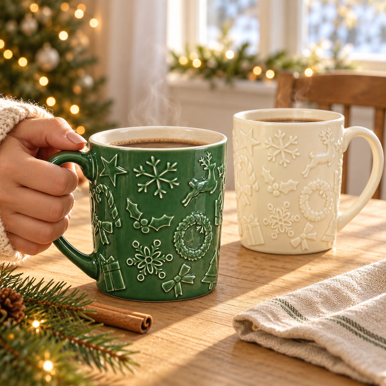 Tazas Con Diseño Navideño En Relieve 2