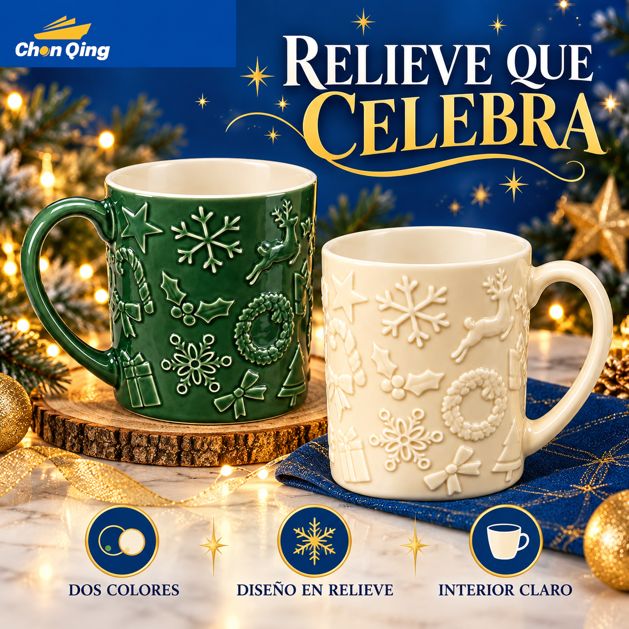 Tazas Con Diseño Navideño En Relieve 3