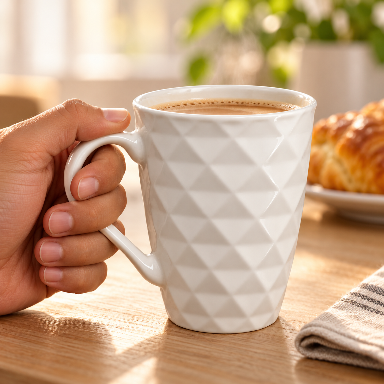 Taza Minimalista Con Textura De Diamantes 2