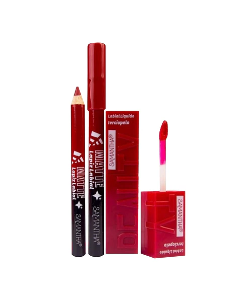 Lip Combo Labial Terciopelo + Delineador - Samantha