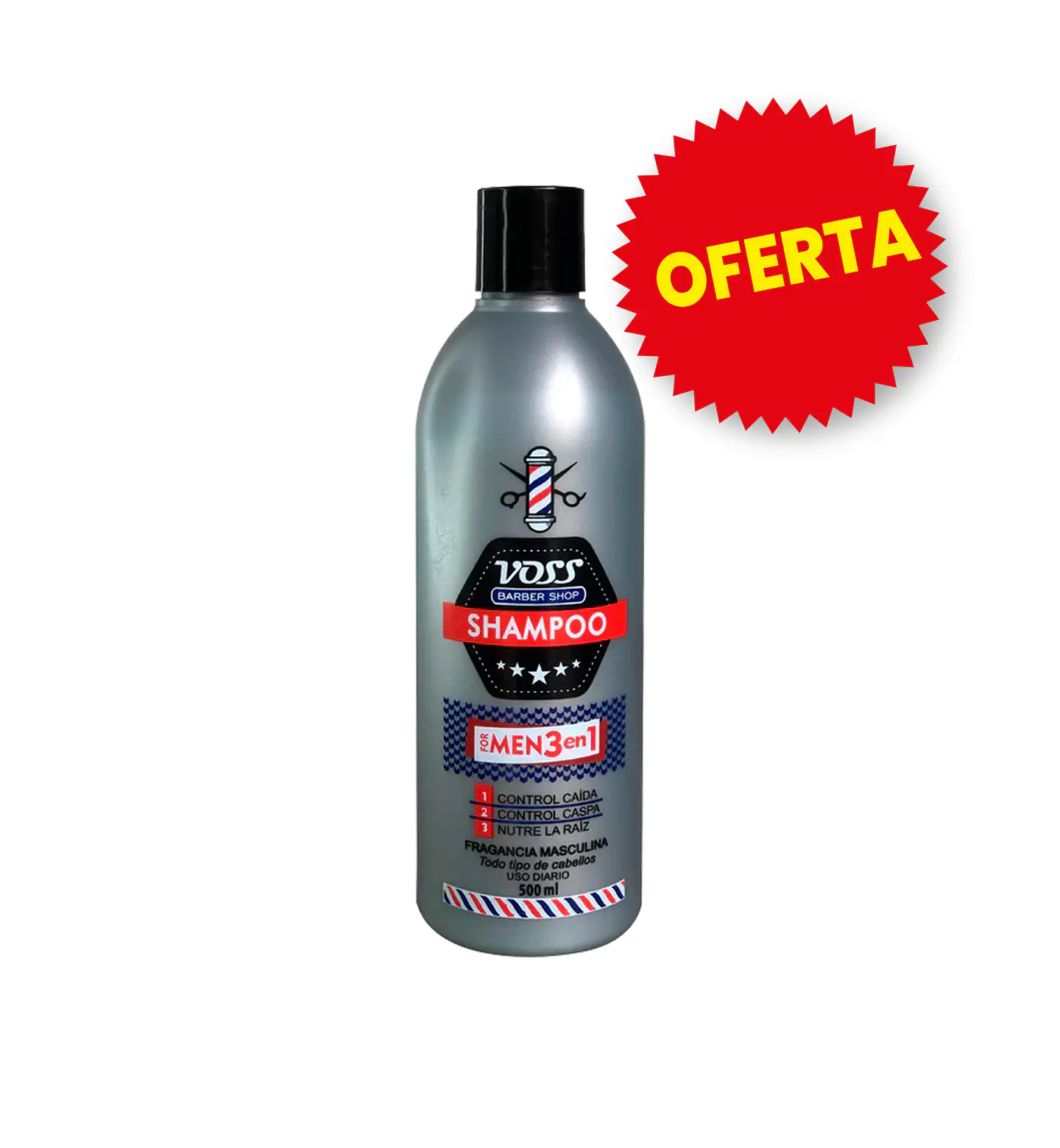 Shampoo Barber Shop For Men 3 en 1 (500 ml) - Voss  1