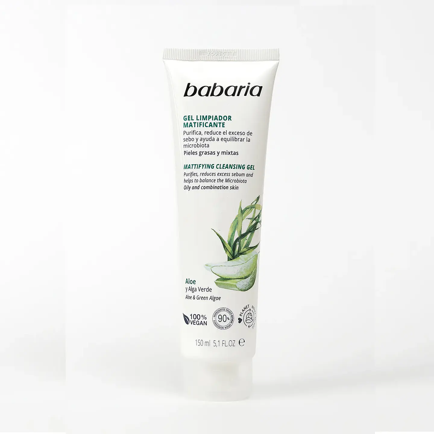 Gel Limpiador Matificante Aloe y Alga Verde  (150 ml) – Babaria 1