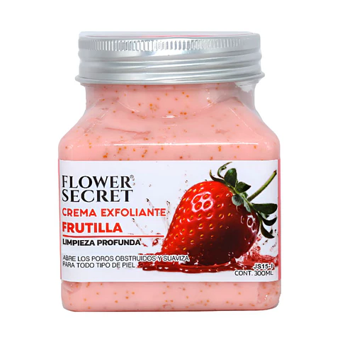 Crema Exfoliante de Frutilla (300 ml) – Flower Secret